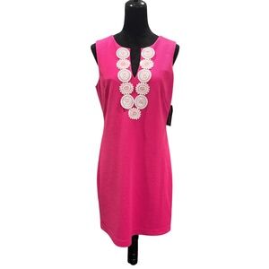 NWT Jessica Howard Fuchsia Sleeveless Waffle Midi Shift Dress 10